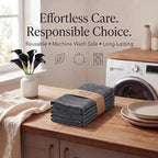 Urban Villa Cloth Napkins Cotton 20x20 (Set of 12) Black/White