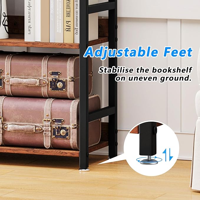 Small Bookshelf for Small Spaces, 3 Tier Small Book Shelf Organizer, Narrow Bookcase for Small Spaces, Small Bookcase for Bedroom, Living Room, Home, Office, 120 lbs Weight Capacity (Brown)