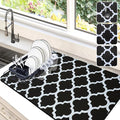 Dish Drying Mat for Kitchen Counter, 16x24 Rubber Backed (Black Trellis) | Hide Stain Anti Absorbent for Kitchen Counter, Non-slip Drying Mat for Coffee Machine Dish Rack