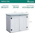 YITAHOME Outdoor Resin Storage Sheds, 39 in Height Lockable Waterproof Horizontal Shed w/o Shelf, Easy to Assemble Shed Storage for Garden Tools, Light Gray