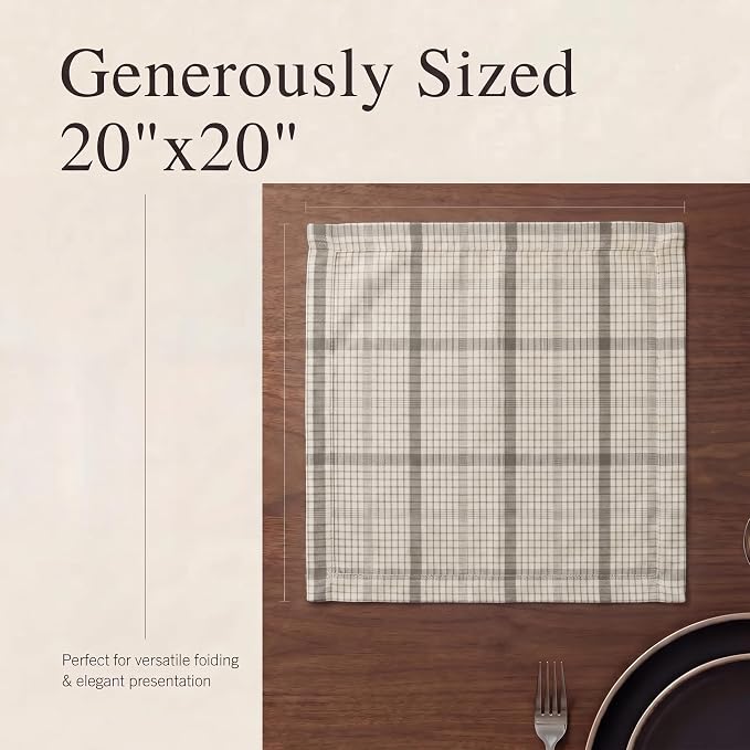 Urban Villa Cloth Napkins Cotton 20x20 (Set of 12) Tiny Checks