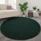 Round Area Rugs for Bedroom Living Room, 5x5 Dark Green Super Soft Comfy Thickened Memory-Foam Indoor Circle Carpet, Modern Aesthetic Minimalist Carpet for Boys Girls Adults Nursery Home Décor