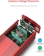 BESTEK 500W Power Inverter DC 12V to 110V AC Converter with Alligator Battery Clamp 4.8A Dual USB Car Charger ETL Listed