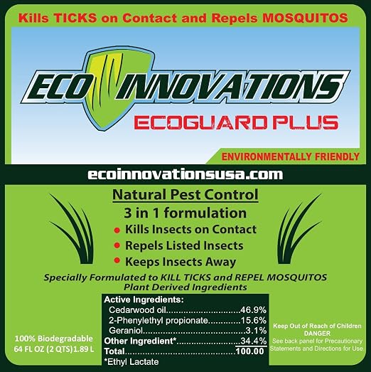 Concentrated Mosquito & Tick Yard Spray, Plant-Based, 64oz | Kills & Repels Harmful Bugs - Safe for Kids Pets Plants