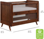 BreathableBaby Breathable Mesh 3-in-1 Convertible Crib (Toddler Bed Kit Sold Separately) — Walnut — Two Adjustable Mattress Heights — Greenguard Gold Certified
