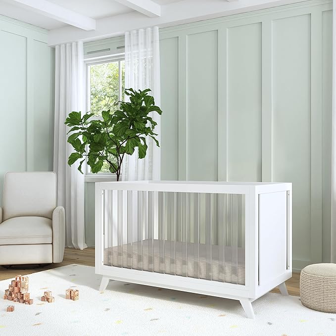 DaVinci Otto 3-in-1 Convertible Crib in White with Acrylic Slats, Greenguard Gold Certified