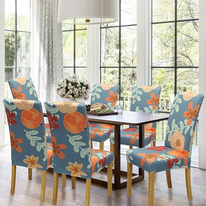 Dining Chair Covers, Stretch Seat Covers, Washable Furniture Protector | 4 Pack, Washable, Stretch Fit, Soft, Non Slip, Dining Chair Covers, Seat Protector, Furniture Cover,Easy Clean