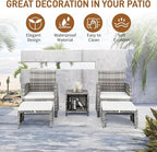 Outvita 5 Pieces Patio Furniture Set, Outdoor Rattan Sectional Sofa Conversation Sets with Coffee Table, Single Sofa and Ottoman for Garden Backyard Balcony Porch Poolside(Gray Gradient)