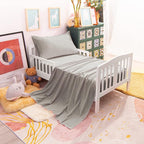 NTBAY Toddler Bedding Set - 4 Piece Soft and Breathable Crib Bedding Set for Boys and Girls, Includes Quilted Comforter, Fitted Sheet, Flat Top Sheet and Envelope Pillowcase, Smoke Grey