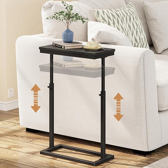 TUTOTAK End Table, Side Table, Tall Couch Table, Sofa Table, Living Room, Bedroom, Black TB01BK083
