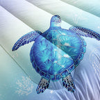 Turtle Comforter Twin Size,Ocean Comforter Set for Kids Teens Girls Boys,3Pcs Bedding Set Printed Comforter with 2 Pillowcases,Down Alternative,Soft and Lightweight(Blue，Twin Size)