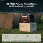 IEE P3200 3200W Solar Generator with 3x200W Solar Panels included, 2048Wh Power Station with 4 * 3200W AC Outlets (6400W Peak), 1800W Fast Charging, APP Control Emergency Power Station for Home, RVs