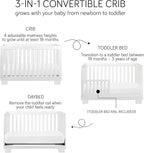 Babyletto Modo 3-in-1 Convertible Crib with Toddler Bed Conversion Kit in White, Greenguard Gold Certified