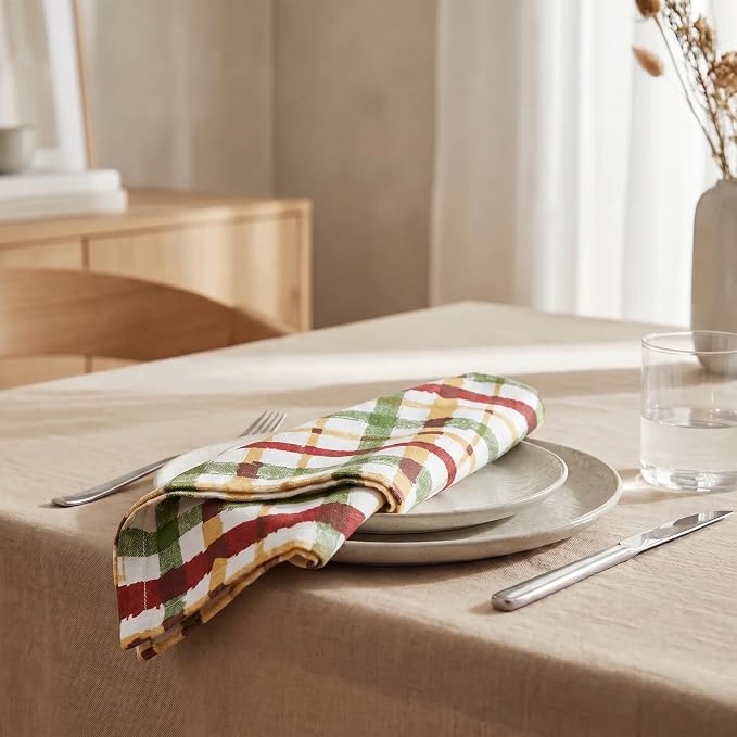 Urban Villa Cloth Napkins Cotton 20x20 (Set of 12) Check Print