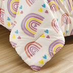 for Kids Rainbow Hearts 4-Piece Comforter Set - Beautiful Motif Design Bedding Set with Embrodery Print