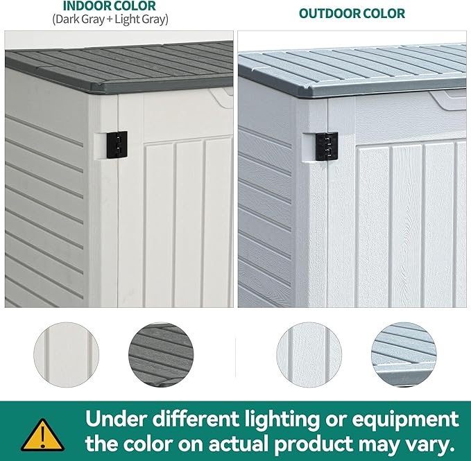 YITAHOME 35 Cu Ft Horizontal Weatherproof Storage Shed Without Shelves, Outdoor Lockable Resin Unit for Tools and Gear, Simple Assembly (Light Gray)