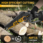 6" Mini Chainsaw Cordless,2 x 2.0Ah Battery Brushless Electric Chain Saw Tool-free Installation with 2 Chains & Guide Plates,Portable Handheld Motosierra for Tree Pruning Wood Cutting