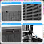 260 GallonOutdoor Storage Box,Resin Deck Boxes Waterproof, IndoorOutdoor Bin for Package Delivery, Patio Cushions, Gardening Tools, Lockable, UV Resistant