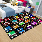 Car Play Mat Kids Rugs for Playroom Car Track Rug Kids Mat Construction Play Mat Car Play Rug Car Carpet for Kids Carpet for Bedroom Truck Rugs for Boys Room,Black 5'×7'