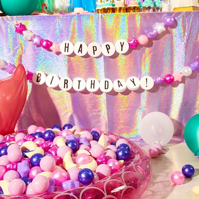 GOGOSO Ball Pit Balls Stars Moon Shapes Plastic Pitballs for Toddler Play Tent Baby Photo Props Kids Pool Water Toys Kiddie Pool Party Decor,Pink Purple,100pcs