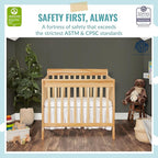 Aden 4-in-1 Convertible Mini Crib In Natural, Greenguard Gold Certified, Non-Toxic Finish, New Zealand Pinewood, With 3 Mattress Height Settings