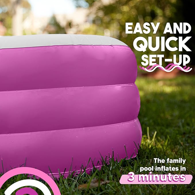 Toysical Inflatable Pool for Kids and Adults - 118 x 72 x 22 - More Durable Than Other Blow up Pools for Adults - Includes Patches