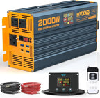 2000W Pure Sine Wave Power Inverter DC 12V to 110V 120V AC with 4 Quick Charging USB Ports& 3 AC Outlets Power Inverters for Vehicles RV Truck Home with LCD Display and Remote Controller