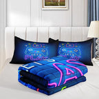 6 PCS Gamer Bedding Sets,Gaming Comforter Set for Boys,Kids Bedding Sets for Boys,Full Size Bedding Sets for Boys,Bed in A Bag with Sheets(Full,Blue Color)