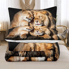 Bodhi Lover Couple Lion Comforter Set King Soft Microfiber Lion Bedding Set King Size Animal Comforter Set with Pillowcases,1 Comforter+2 Pillow Shams #4004