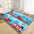 Car Rug Play Mat Car Rug Play Mat Car Rug for Boys Room Fire Fighting Truck Red Car Printed Rug Play Rug for Cars and Trucks Play Rugs for Kids Rooms,Light Blue 3'×5'