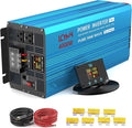 4000 Watt Pure Sine Wave Power Inverter DC 24V to 110/120V AC with 2 AC Charger Outlets and Wiring Terminal 8000W Peak Car Solar Converter for Vehicles Home with LCD Display and 2.4A USB Charging Port