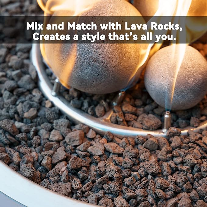 Skyflame Ceramic Balls, Set of 6 Round Fire Stones Set for Indoor and Outdoor Fire Pits or Fireplaces Accessory, 5 Inch, Gray