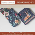 Maison d' Hermine 100% Cotton Oven Mitt & Pot Holder Set (7.5"x13" & 8"x8") | Heat Resistant BBQ Cooking Gloves with Loop Baking Grilling Kitchen Home Farmhouse Thanksgiving Christmas - Christmas Joy