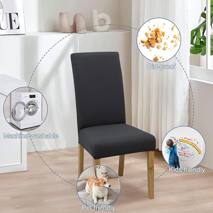 Dining Chair Covers, Stretch Seat Covers, Washable Furniture Protector | Washable, Stretch Fit, Soft, Non Slip, Dining Chair Covers, Seat Protector, Furniture Protector