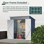 6x4 FT Outdoor Metal Storage Shed with Frame Floor & Sloping Roof, Lockable Double Door, Weatherproof Steel Garden Shed for Tools, Lawn Equipment & Patio Supplies