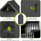 Outdoor Storage Shed – Durable Resin with Sloping Roof and Lockable Door, Waterproof Storage Cabinet with Ample Space, Multiple Hooks for Backyard, Garden, Patio & Lawn Black
