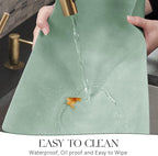 MOSAYT Vinyl Placemats Set of 6-12 X 17 Inch - Faux Leather 100% Waterproof Oil-Proof Wipeable PU Place Mats, Heat Resistant Reversible Table Mats for Kitchen, Dining, Outdoor, Green