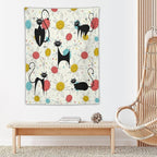ICMOLYYENLO Abstract Cat Tapestry, Medieval Abstract Atomic Star Cat Vintage Home Wall Hanging Art Tapestry for Bedroom Living Room Dormitory 60x80 Inch