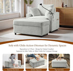 Accent Chair with Storage Ottoman Upholstered Living Room Chairs for Reading Chair with Chaise Lounge Chairs Indoor, Comfortable Armchair for Bedroom