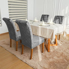 FORCHEER Chair Covers for Dining Chairs Set of 6,Velvet Dark Grey Stretch Dining Room Chair Cover Kitchen Parsons Chair Slipcovers (Pack of 6, Velvet Dark Grey)