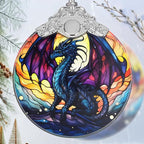 Flying Dragon Stained Glass Orament - Christmas Ornament - Christmas Decorations for Tree - Holiday Present ldeas - Gift Exchange