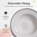 Portmeirion Potter's Brushstroke Oatmeal Bowls (Set of 4) - Elegant Earthenware for Breakfast, Lunch & Dessert - Microwave & Dishwasher Safe Bowls, Handcrafted Stackable Bowl Collection (Grey)