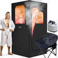 Portable Sauna for Home, 2.6L Steamer Portable Steam Sauna for Home, Personal Sauna with Big Sauna Chair, Remote Control, Oxford Fabric, 2.6’ x 2.6’ x 5.9’, Black, 1000W