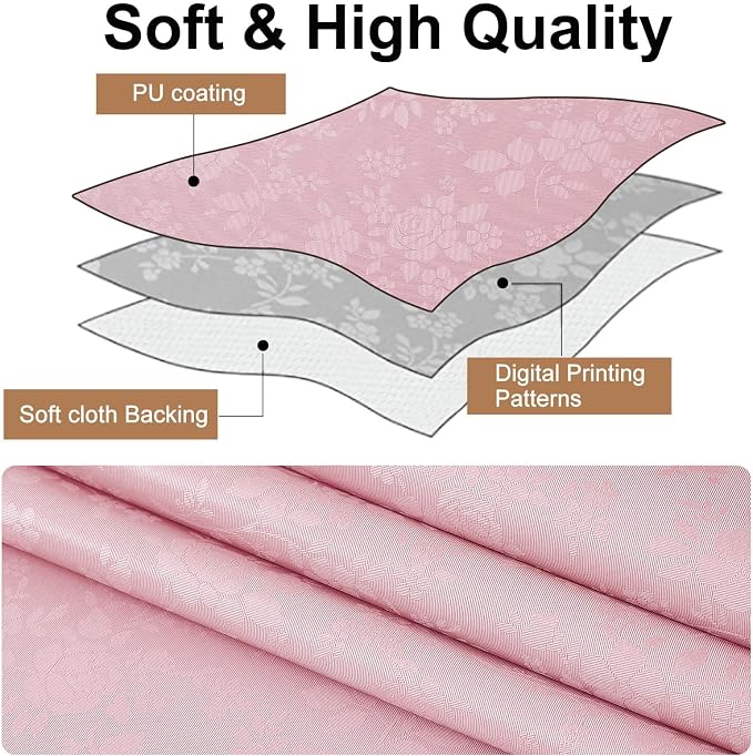 Smiry Rectangle Waterproof Heavy Duty Vinyl Tablecloths, 60 x 120 Inch | Wipeable Washable Floral Embossed Table Cover for Kitchen and Dining Room, Indoor & Outdoor Use, Dirty Pink