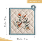 Maison d' Hermine Pot Holders 100% Cotton Potholders (8" x 8", Pack of 2) | Heat Resistant Hot Pads with Loop BBQ Cooking Baking Hotel Kitchen Handling Hot Pans Thanksgiving Christmas - Dalida