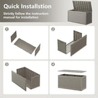 Outdoor Storage Box, Resin Deck Boxes Indoor and outdoor, Waterproof Storage Box Lockable Lid (Grey, 100 Gallon)