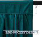 Teal Velvet Valances Waterfall Curtains W39 inches, 1 Panel | Luxury Victorian Valance Curtains for Kitchen, Dining Room, Privacy Thermal Insulated Curtain for Bedroom, Rod Pocket