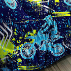 Axolotl Boys Dirt Bike Bedding Set Full,Dirt Bike Comforter Set,Extreme Sports Tie Dye Bedding Set Motor Biker,Motocross Rider Comforter Set for Boys Kids Teens Men,1 Quilt 2 Pillowcases,Blue Green