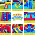 Inflatable Water Slide Park for Party Fun,15x15FT,Big Splash Pool,Long&Short Slides,Fun Crawl Tunnel,Basketball Hoop,GFCI Blower,Bounce Castle for Kids