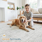 4x6 Washable Area Rug for Living Room Bedroom: Non-Slip Modern White Gray | Machine Washable TPR Backing, Stain-Resistant Low Pile, Pet & Kid Friendly, Abstract Decor for Dining Room, Dorm, Home Office